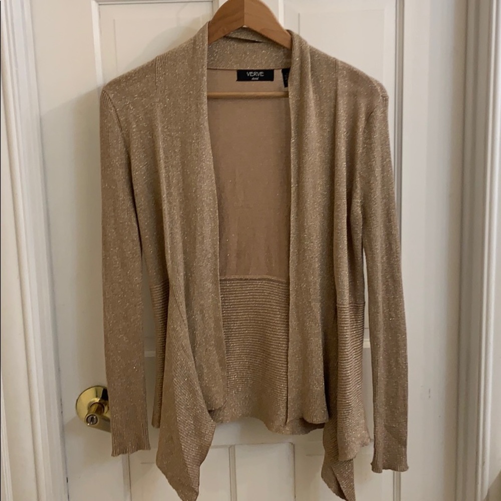 Gold sparkle wrap cardigan. S